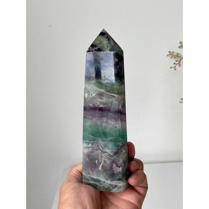 Large Rainbow Fluorite Crystal Tower T245a