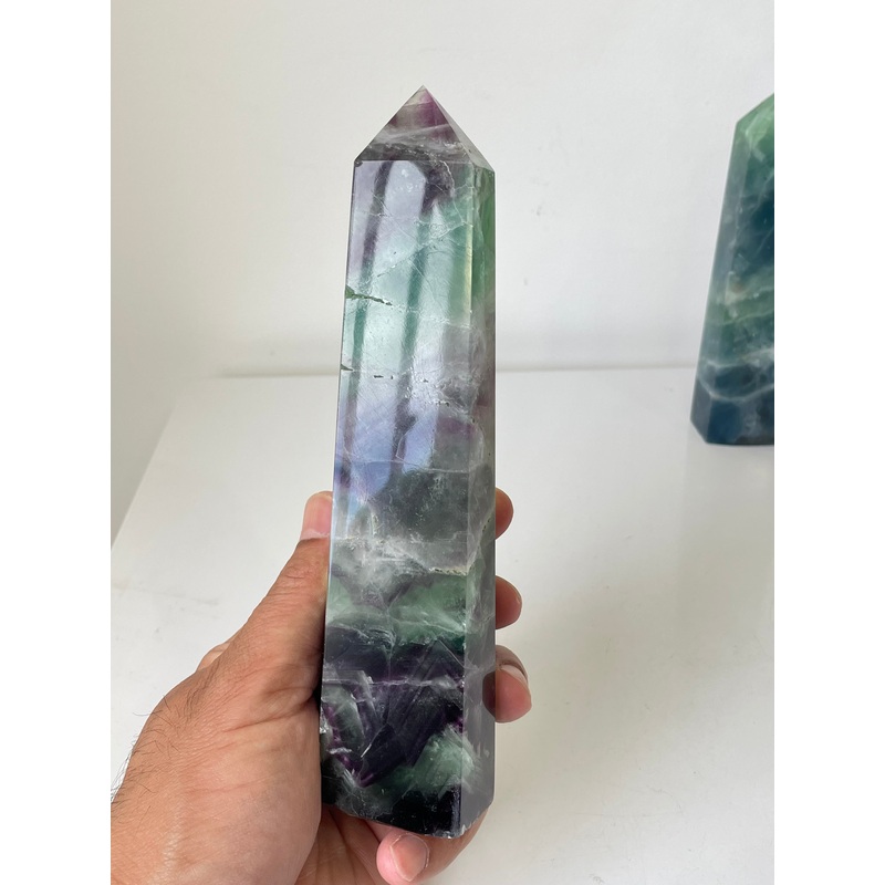 Large Rainbow Fluorite Crystal Tower T246a