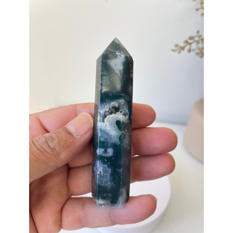 Moss Agate Tower High Grade Crystal T220a