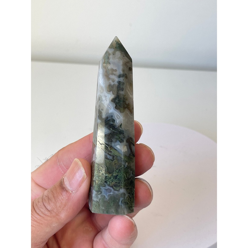 Moss Agate Tower High Grade Crystal T222a