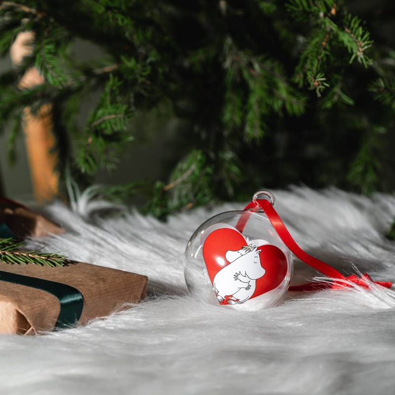 Moomin Heart Glass Bauble 7cm
