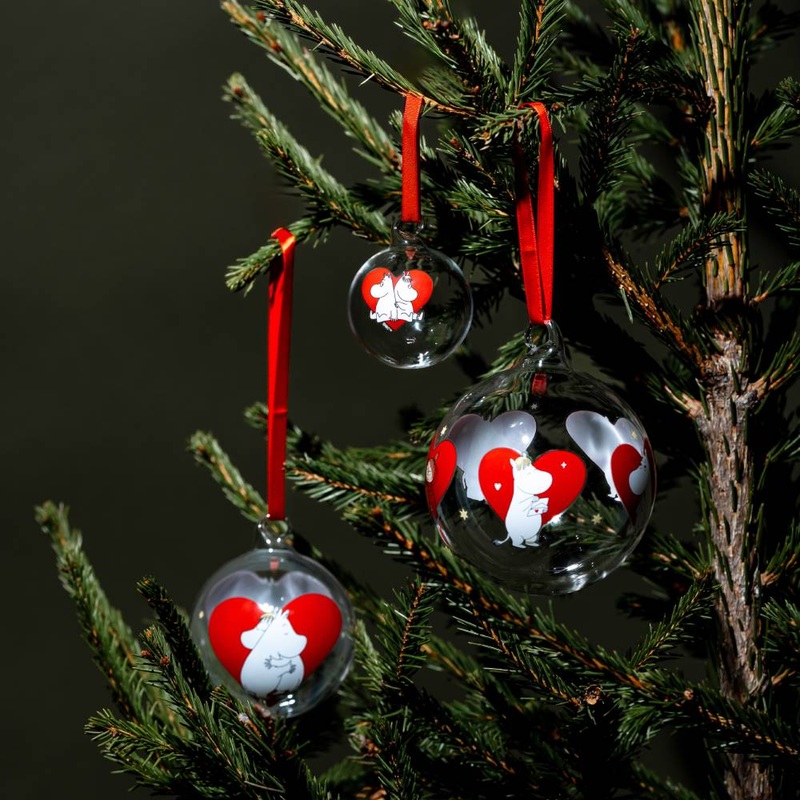 Moomin Heart Glass Bauble 9cm