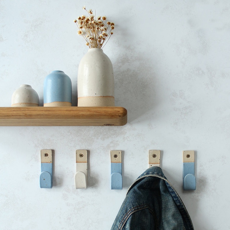 Cornflower Blue Stoneware Wall Hook