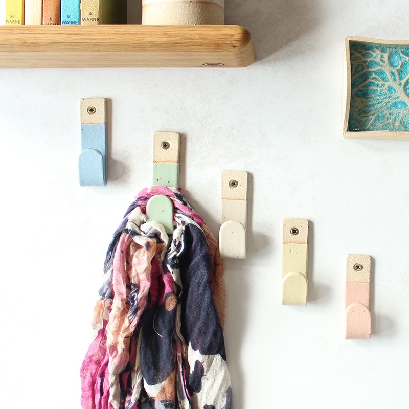Stoneware Wall Hooks|Off-White|Light Yellow|Pale Pink|Cornflower Blue|Mint Green