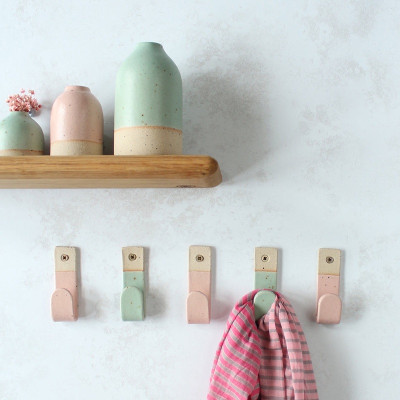 Mint Green Stoneware Wall Hook