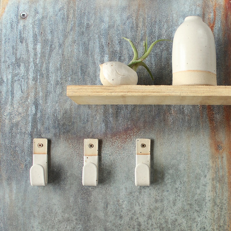 Off-White Stoneware Wall Hook