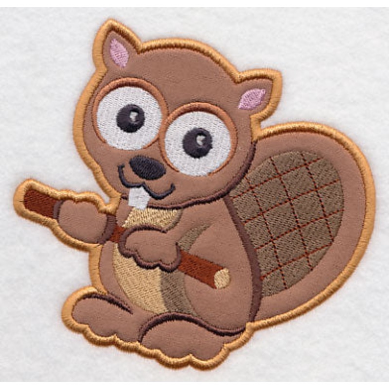Wide-Eyed Beaver (Applique)|4.87″ x 5.12″ / 123.77mm x 130.12mm|3.68″ x 3.87″ / 93.52mm x 98.31mm|All Sizes