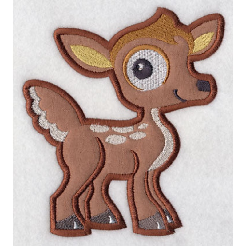 Wide-Eyed Deer (Applique)|5.55″ x 4.88″ / 141.04mm x 123.95mm|3.9″ x 3.43″ / 98.98mm x 87.02mm|All Sizes
