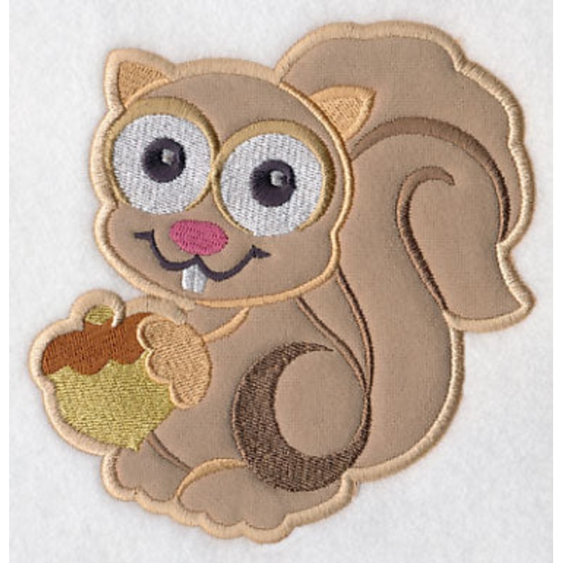 Wide-Eyed Squirrel (Applique)|5″ x 4.87″ / 127.03mm x 123.77mm|3.88″ x 3.78″ / 98.43mm x 95.91mm|All Sizes