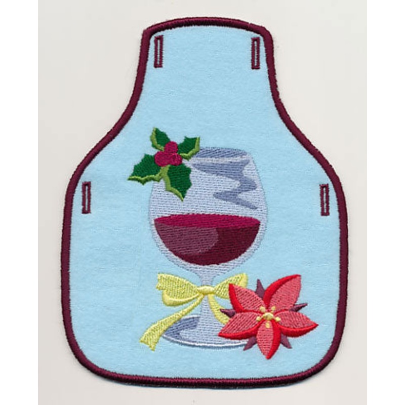 A Cup of Christmas Cheer – Wine Bottle Apron (In-the-Hoop)
