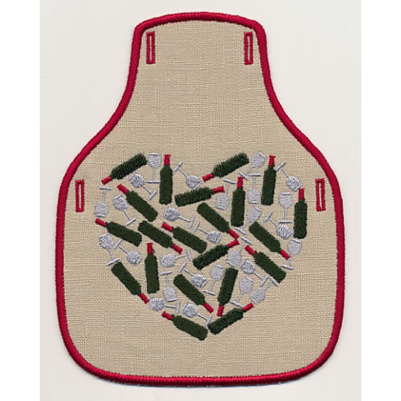 Wine Lover’s Silhouette Bottle Apron (In-the-Hoop)