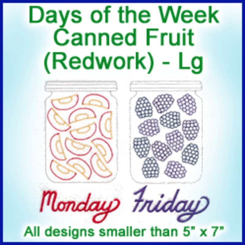 A Days of the Week Canned Fruit (Redwork) Design Pack
