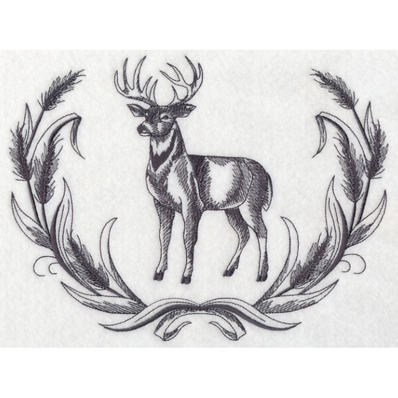 White-tailed Buck Wreath|6.9″ x 9.09″ / 175.26mm x 230.89mm|5.85″ x 7.71″ / 148.59mm x 195.83mm|4.85″ x 6.42″ / 123.19mm x 163.07mm|All Sizes