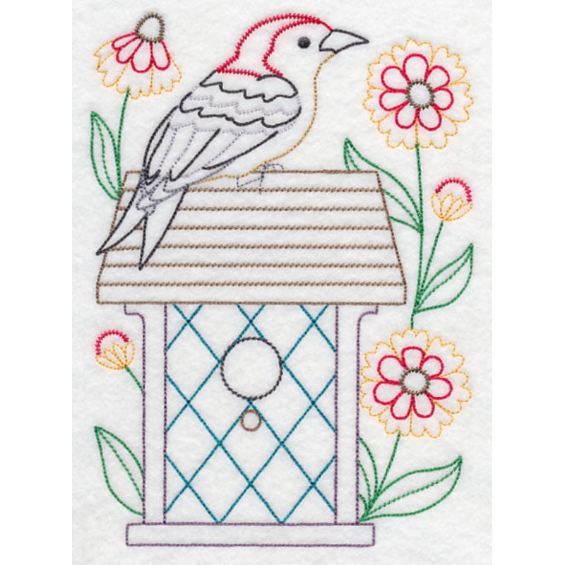 Woodpecker and Heleniums (Vintage)