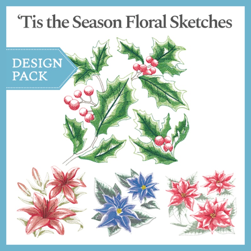 A ‘Tis the Season Floral Sketches Design Pack