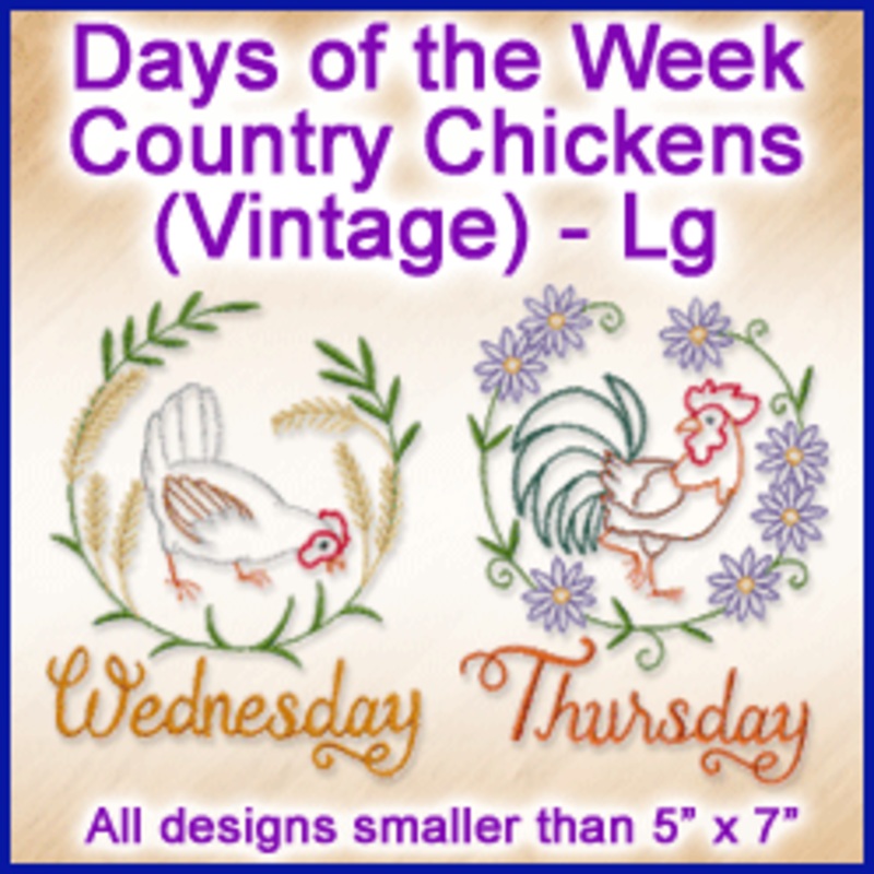A Days of the Week Country Chickens (Vintage) Design Pack