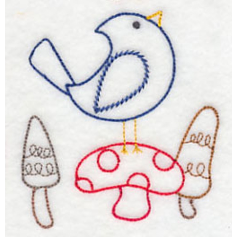 Woodland Bird on Toadstool (Vintage)