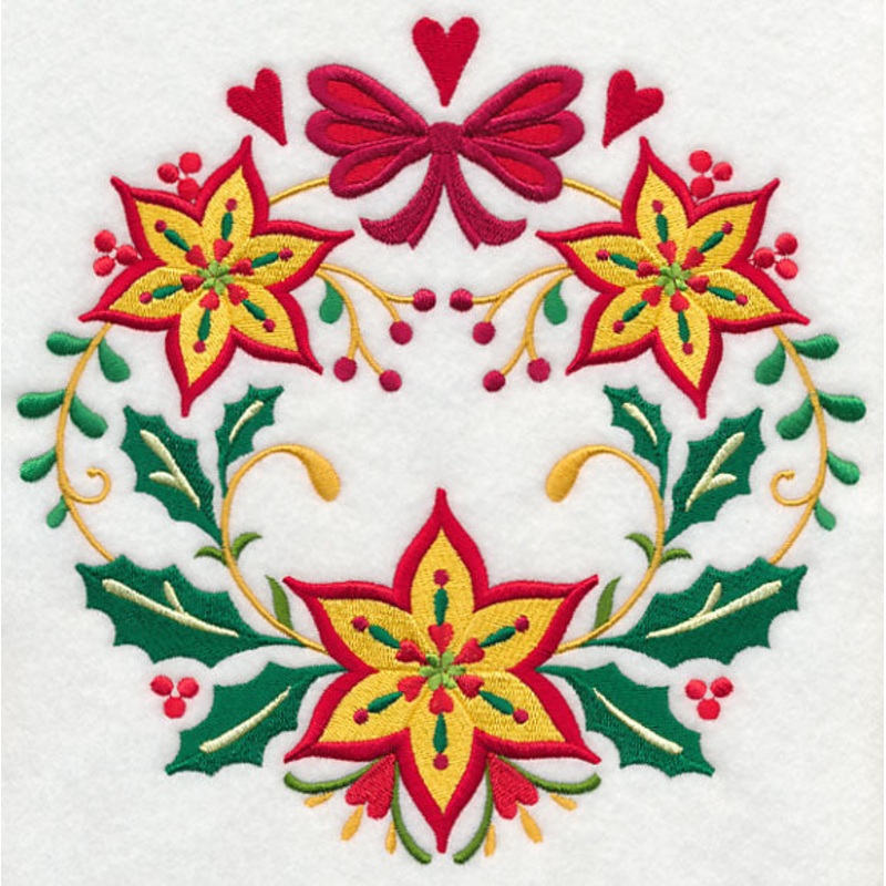 Wreathed in Christmas Poinsettias and Bow