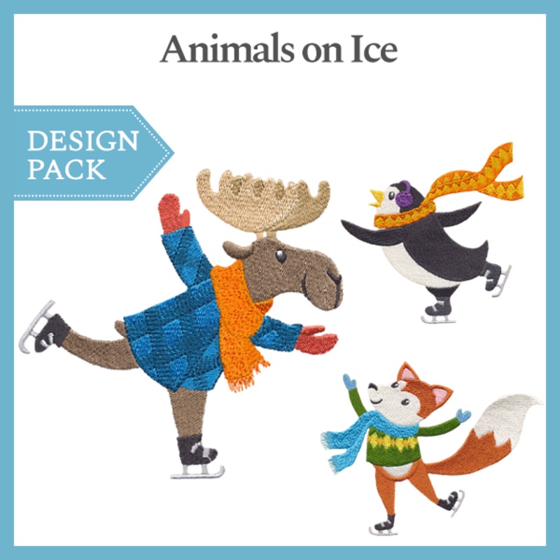 A Animals on Ice Design Pack|5.98″ x 4.87″ / 151.89mm x 123.7mm|3.87″ x 3.86″ / 98.3mm x 98.04mm|All Sizes