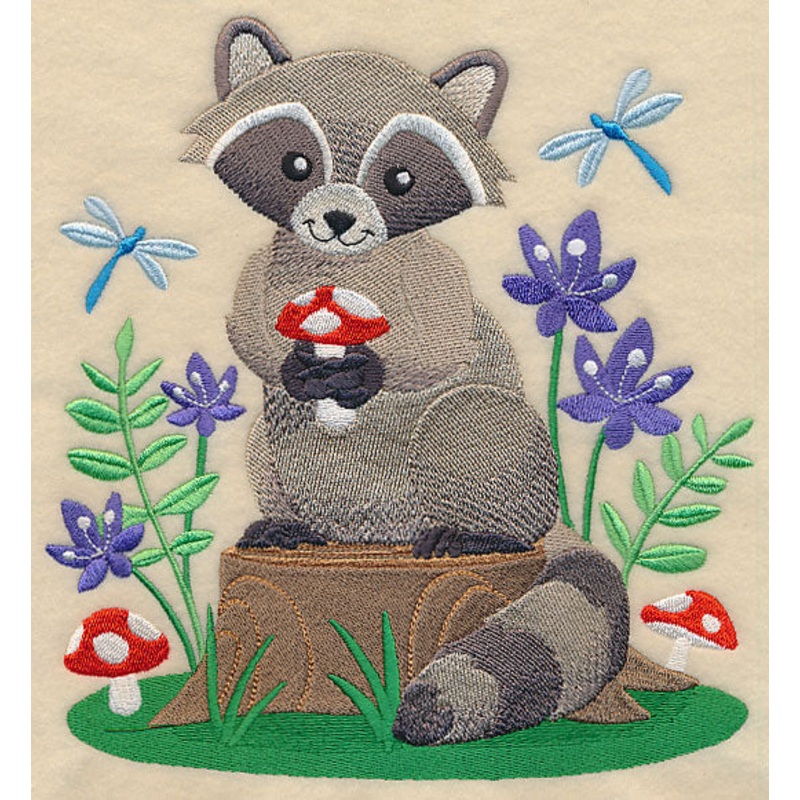 Woodland Wonders Raccoon|7.8″ x 7.25″ / 198.24mm x 184.27mm|7″ x 6.51″ / 177.85mm x 165.32mm|6.3″ x 5.86″ / 160.08mm x 148.81mm|5.19″ x 4.82″ / 131.71mm x 122.44mm|All Sizes