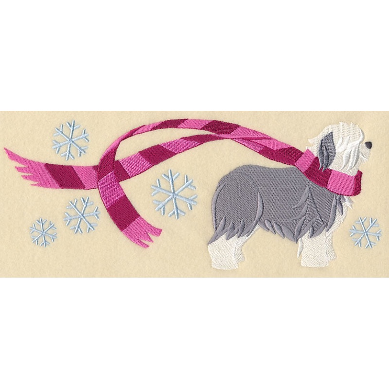 Wrapped Up In Winter Old English Sheepdog