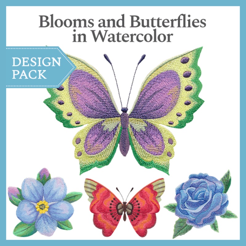 A Blooms and Butterflies in Watercolor Design Pack