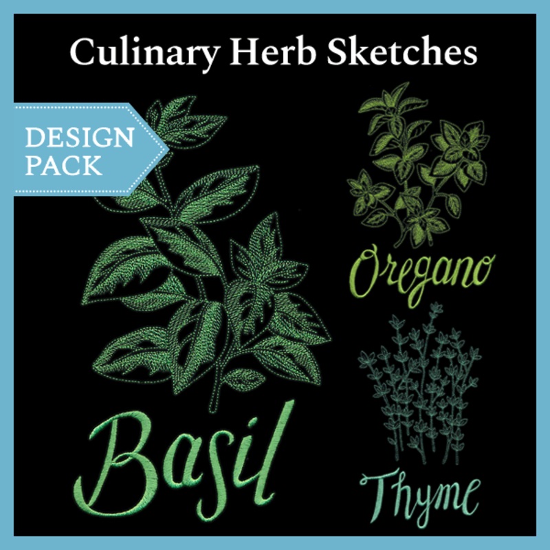 A Culinary Herb Sketches Design Pack