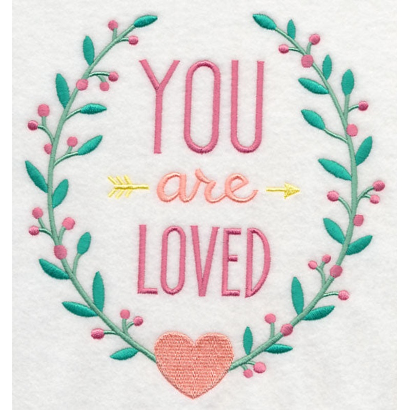 You Are Loved Wreath|7.81″ x 7.33″ / 198.33mm x 186.06mm|7.32″ x 6.86″ / 185.84mm x 174.24mm|6.25″ x 5.86″ / 158.77mm x 148.84mm|5.19″ x 4.86″ / 131.76mm x 123.51mm|3.87″ x 3.63″ / 98.31mm x 92.25mm|All Sizes