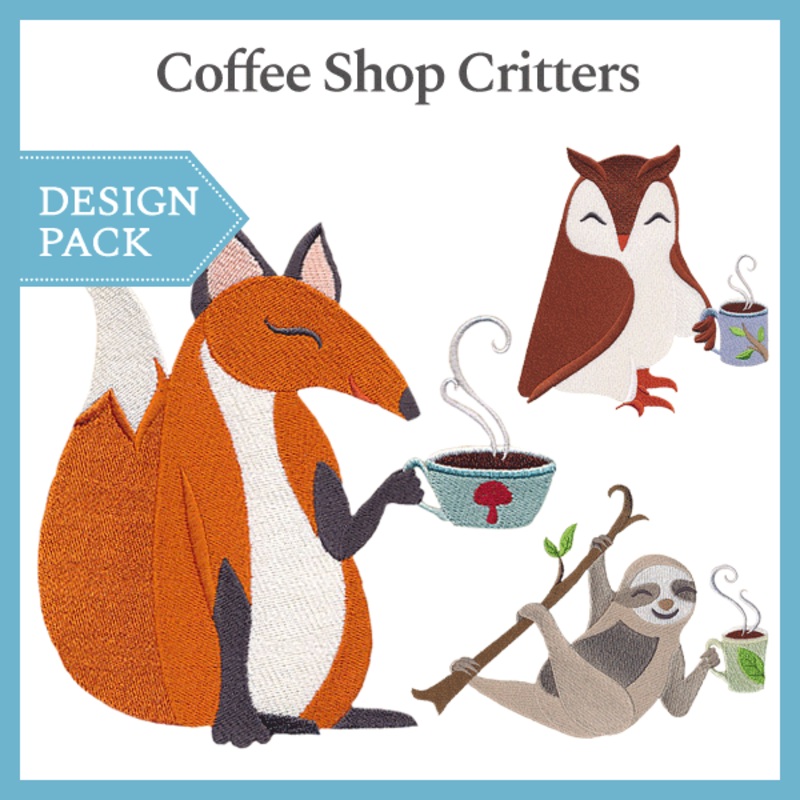 A Coffee Shop Critters Design Pack