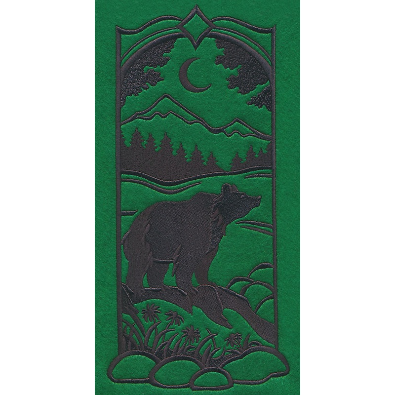 Wild Woods Silhouette – Bear|11.75″ x 5.56″ / 298.5mm x 141.27mm|9.38″ x 4.44″ / 238.26mm x 112.79mm|7.81″ x 3.7″ / 198.43mm x 93.97mm|6.86″ x 3.25″ / 174.29mm x 82.56mm|All Sizes