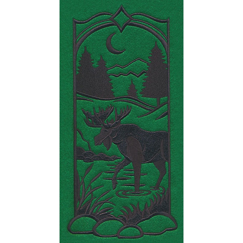 Wild Woods Silhouette – Moose|11.75″ x 5.56″ / 298.5mm x 141.27mm|9.38″ x 4.44″ / 238.31mm x 112.81mm|7.81″ x 3.7″ / 198.43mm x 93.97mm|6.86″ x 3.25″ / 174.29mm x 82.56mm|All Sizes