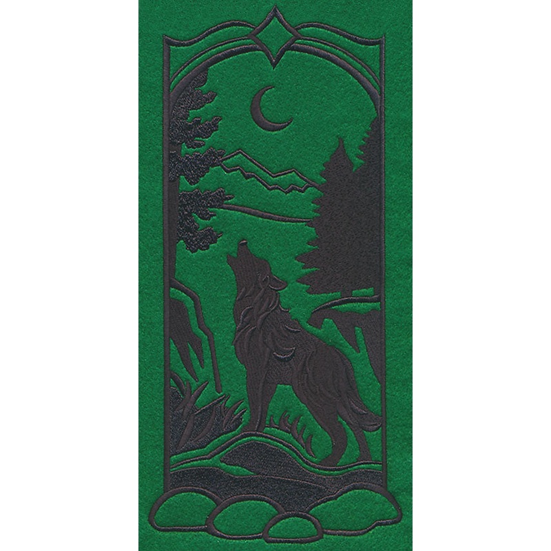 Wild Woods Silhouette – Wolf|11.75″ x 5.56″ / 298.5mm x 141.27mm|9.38″ x 4.44″ / 238.26mm x 112.79mm|7.81″ x 3.7″ / 198.43mm x 93.97mm|6.86″ x 3.25″ / 174.29mm x 82.56mm|All Sizes