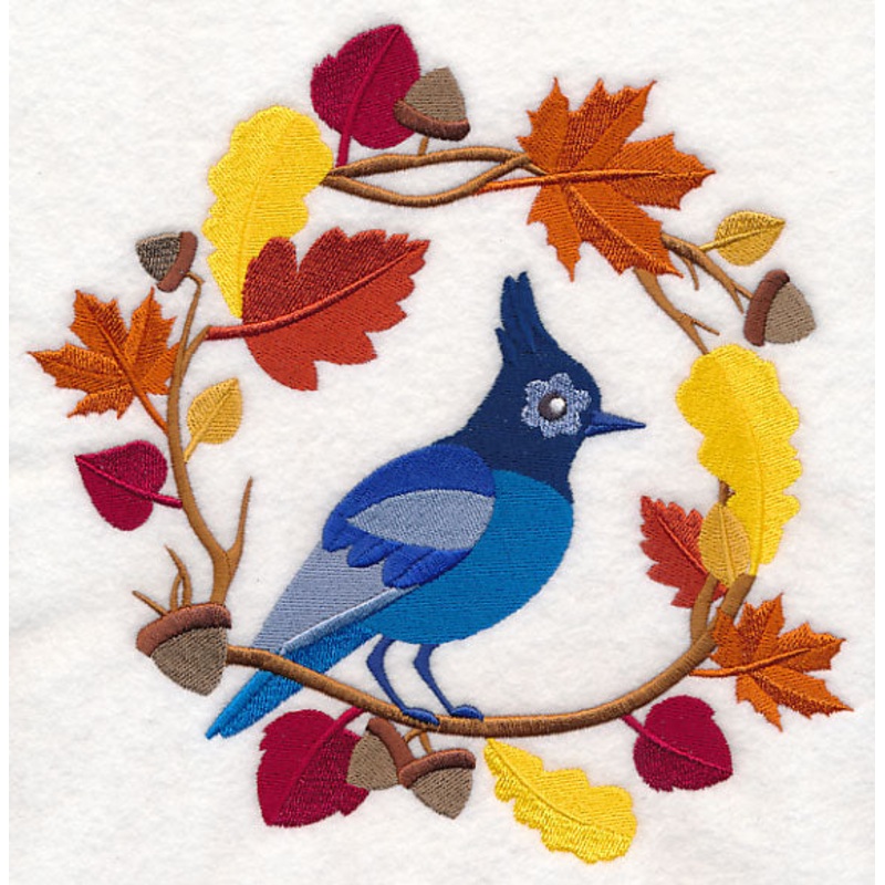 Wreathed in Autumn Blue Jay|7.61″ x 7.81″ / 193.42mm x 198.25mm|6.9″ x 7.07″ / 175.24mm x 179.61mm|5.85″ x 5.99″ / 148.56mm x 152.25mm|4.86″ x 4.98″ / 123.33mm x 126.38mm|3.79″ x 3.89″ / 96.37mm x 98.7mm|All Sizes