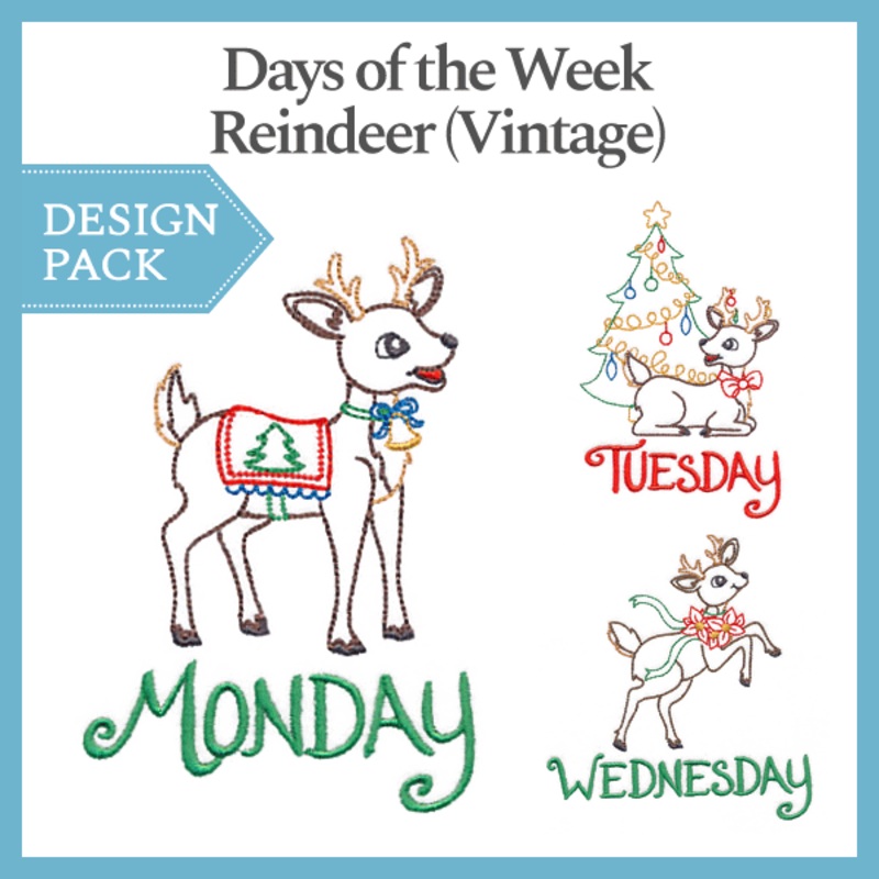 A Days of the Week Reindeer (Vintage) Design Pack
