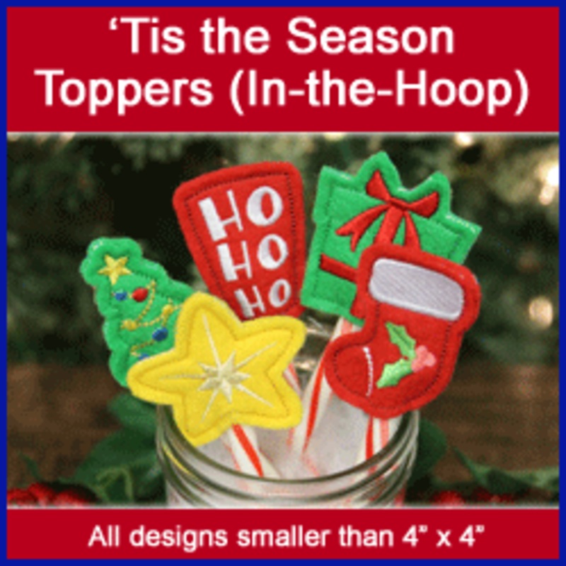 A ‘Tis the Season Toppers (In-the-Hoop) Design Pack