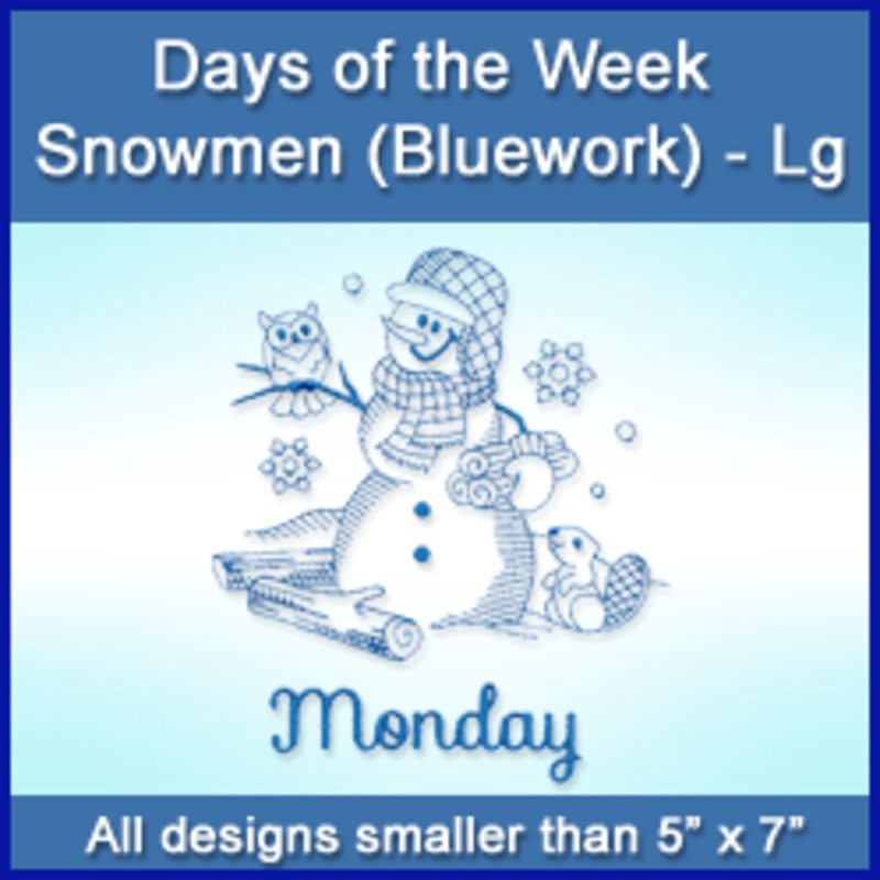 A Days of the Week Snowmen (Bluework) Design Pack
