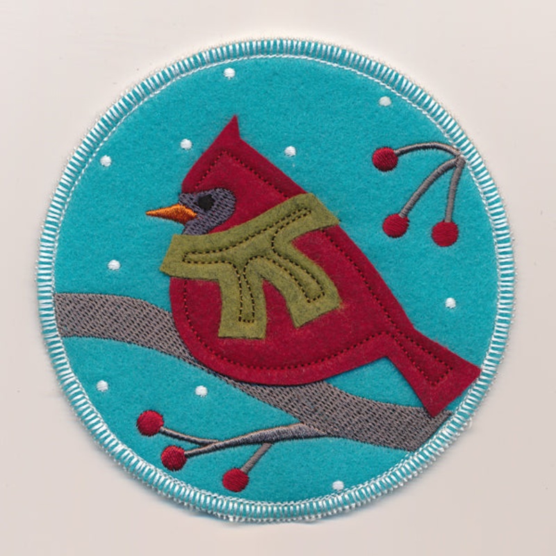 Winter Coaster – Cardinal (In-the-Hoop)