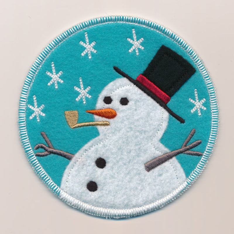 Winter Coaster – Snowman with Hat (In-the-Hoop)