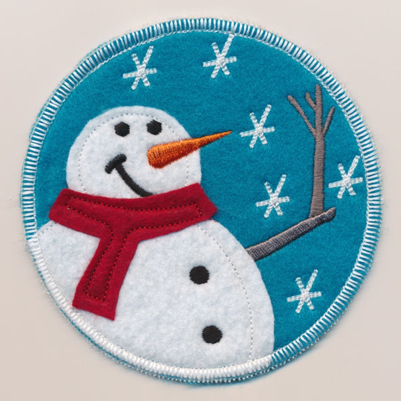 Winter Coaster – Snowman with Scarf (In-the-Hoop)