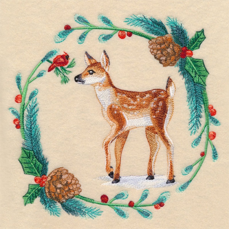 Winter Fawn in Watercolor|7.67″ x 7.8″ / 194.77mm x 198.12mm|6.85″ x 6.97″ / 173.98mm x 176.98mm|5.85″ x 5.95″ / 148.58mm x 151.14mm|4.85″ x 4.93″ / 123.18mm x 125.31mm|All Sizes