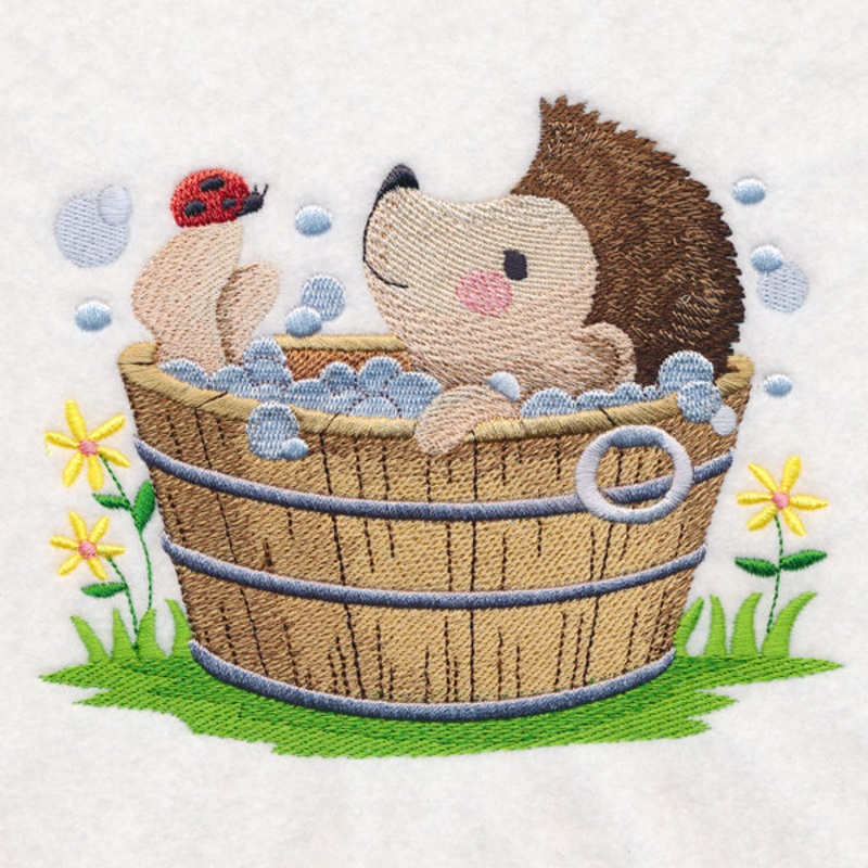 Woodland Bath Time – Hedgehog|4.76″ x 5.84″ / 120.87mm x 148.42mm|3.92″ x 4.85″ / 99.68mm x 123.21mm|3.13″ x 3.84″ / 79.47mm x 97.5mm|All Sizes