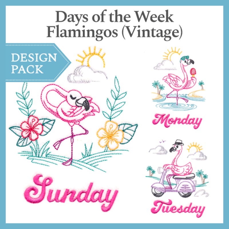 A Days of the Week Flamingos (Vintage) Design Pack
