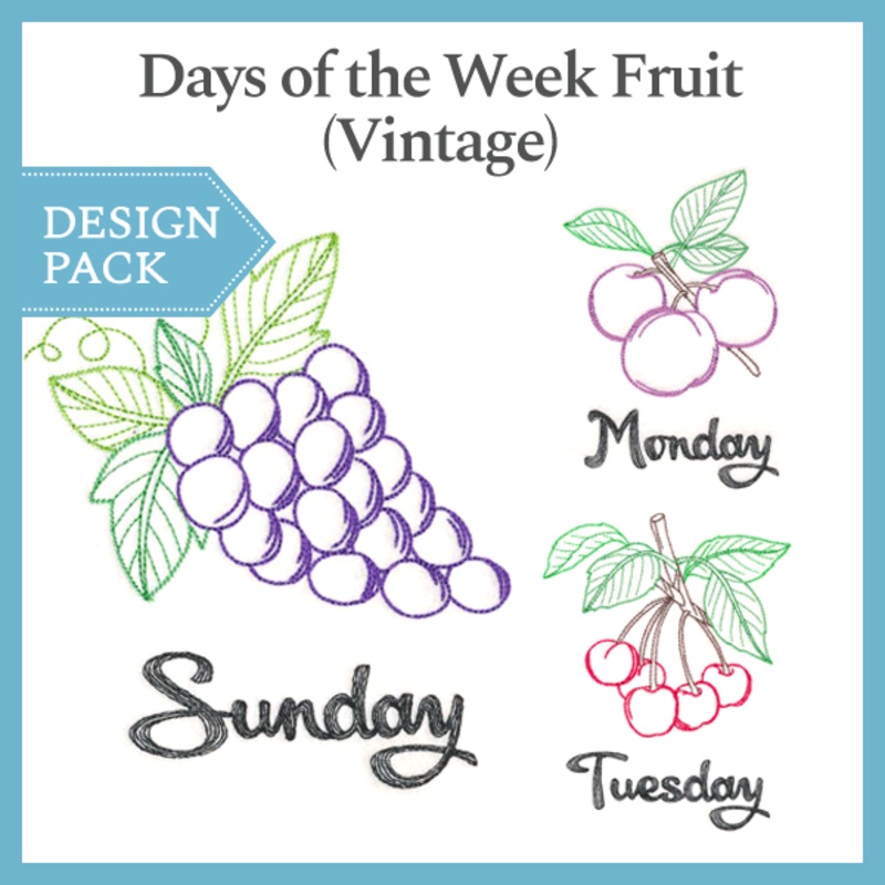 A Days of the Week Fruit (Vintage) Design Pack