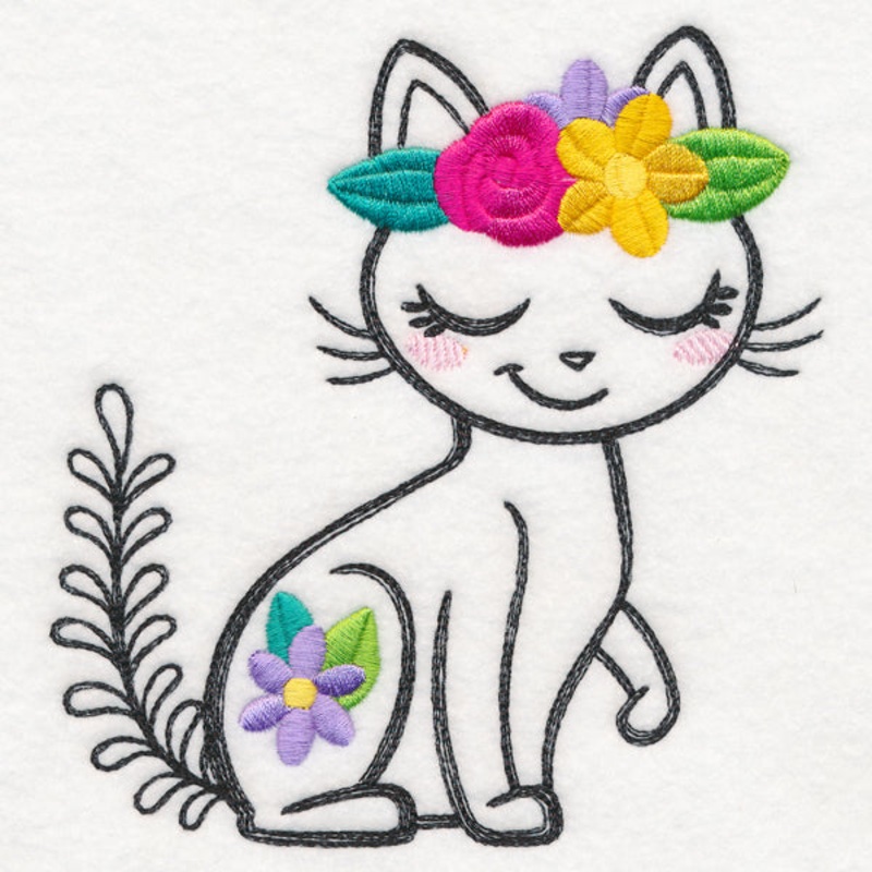 Wildflower Friends – Cat|5.54″ x 5.29″ / 140.59mm x 134.41mm|4.61″ x 4.41″ / 117.13mm x 111.92mm|2.97″ x 2.84″ / 75.32mm x 72.02mm|All Sizes