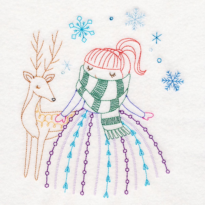 Winter Friends – Girl with Deer