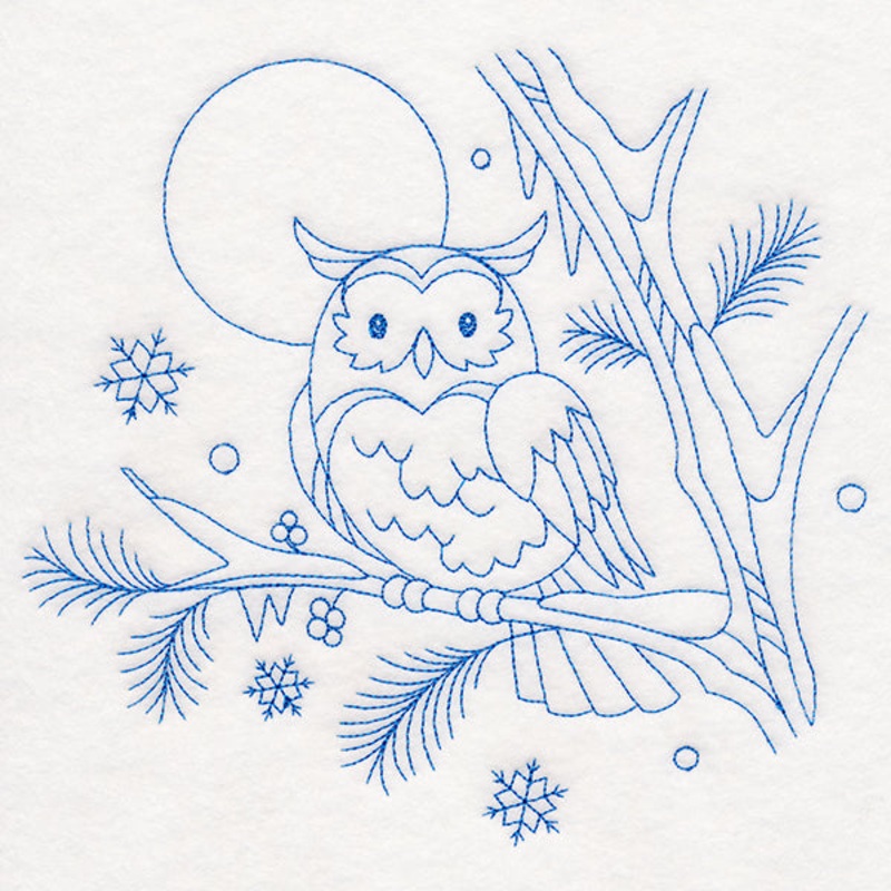 Winter Woodland Scene – Owl (Bluework)