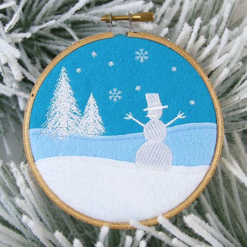 Wintertide Snowman Scene (Applique)
