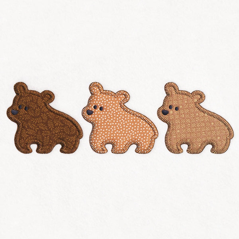 Woodland Friends Trio – Bears (Heirloom Applique)