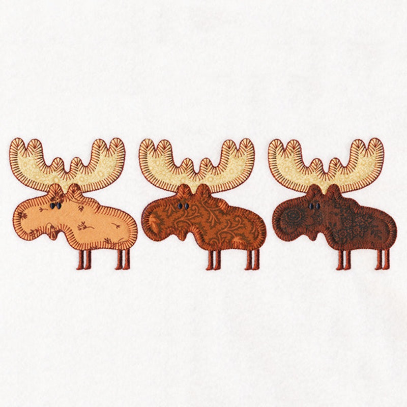 Woodland Friends Trio – Moose (Heirloom Applique)