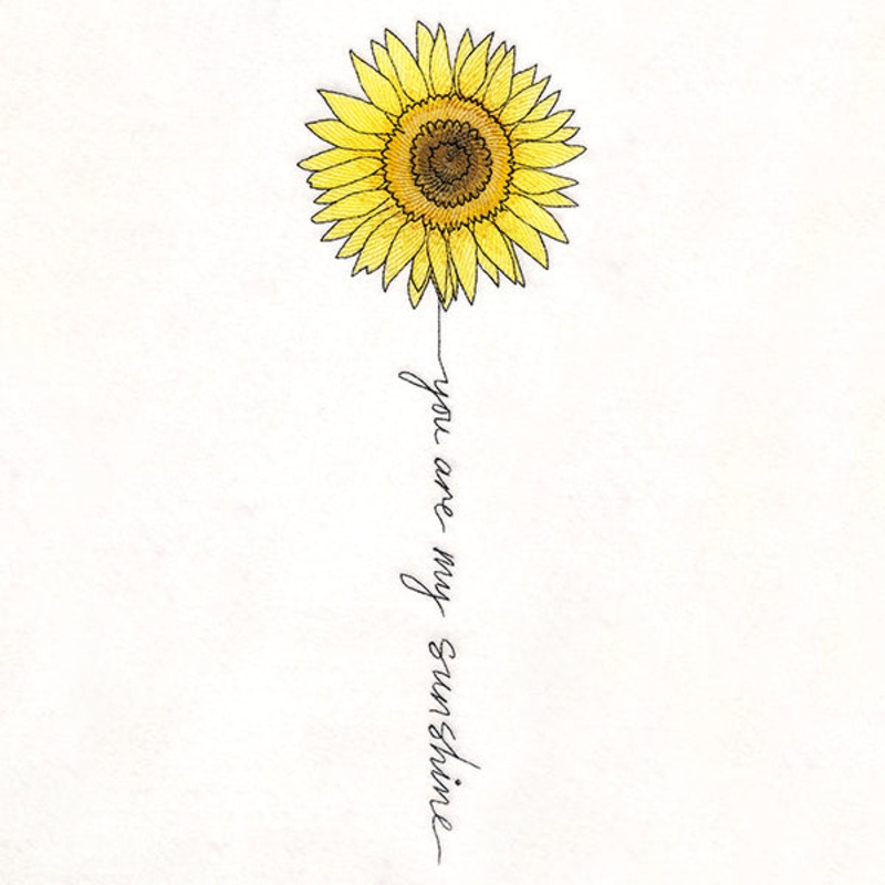 You Are My Sunshine Sunflower|11.75″ x 4.07″ / 298.45mm x 103.28mm|9.4″ x 3.25″ / 238.88mm x 82.61mm|7.81″ x 2.7″ / 198.25mm x 68.62mm|6.85″ x 2.37″ / 173.9mm x 60.25mm|All Sizes